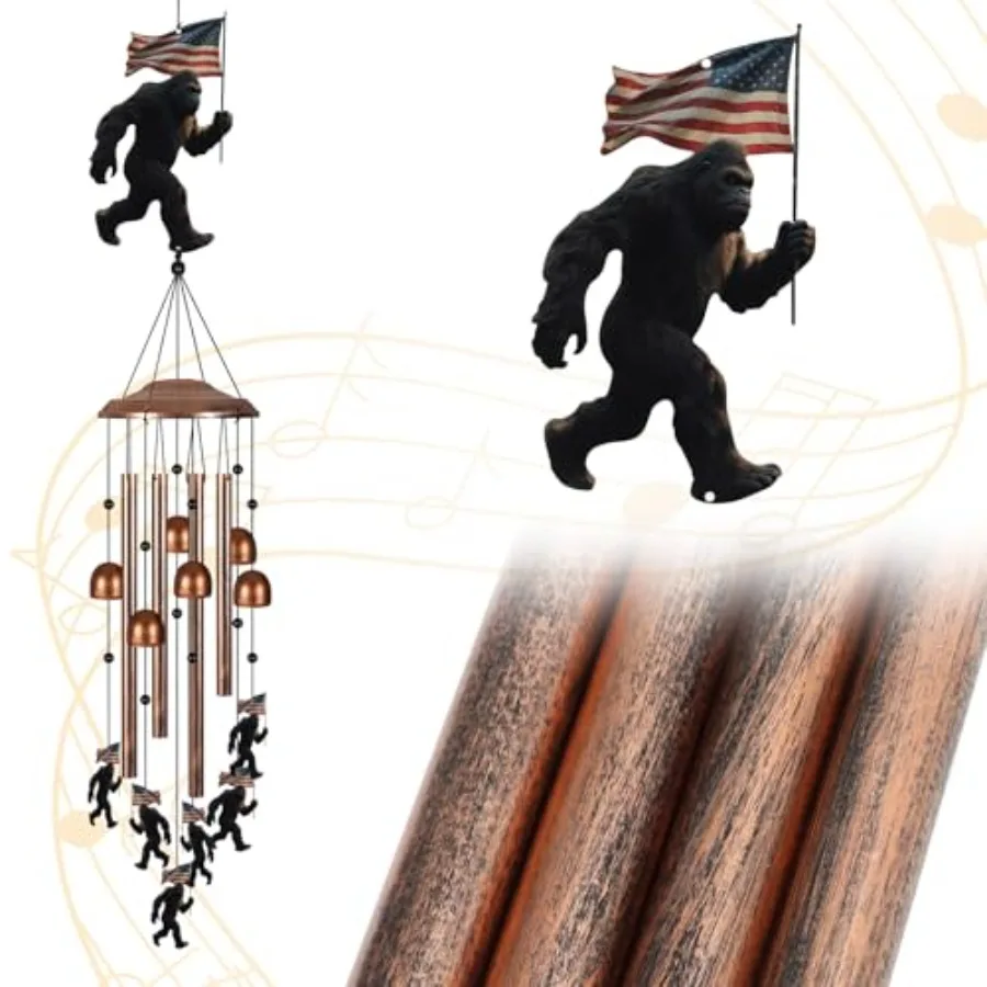 

Wind Chimes for Outside, Sympathy Wind Chimes for Outdoors Garden Decor with Natural Sounds, Big Feet Sasquatch Gifts for Women