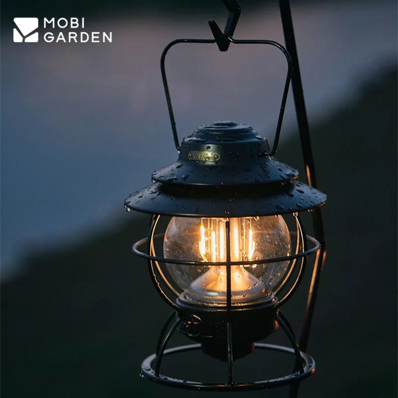 MOBI GARDEN Camping Lamp Retro Portable 10-120h Long Time Use Lamp Power Stepless Dimming Type-C LED Large Capacity Battery