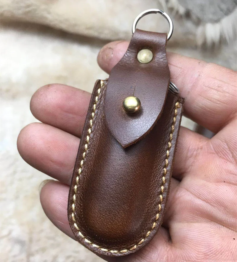 Hand-stitched Knife Case Genuine Leather Scabbard Cover For 58MM 84MM 91MM 111MM Folding Tool Knife Shell Storage Case