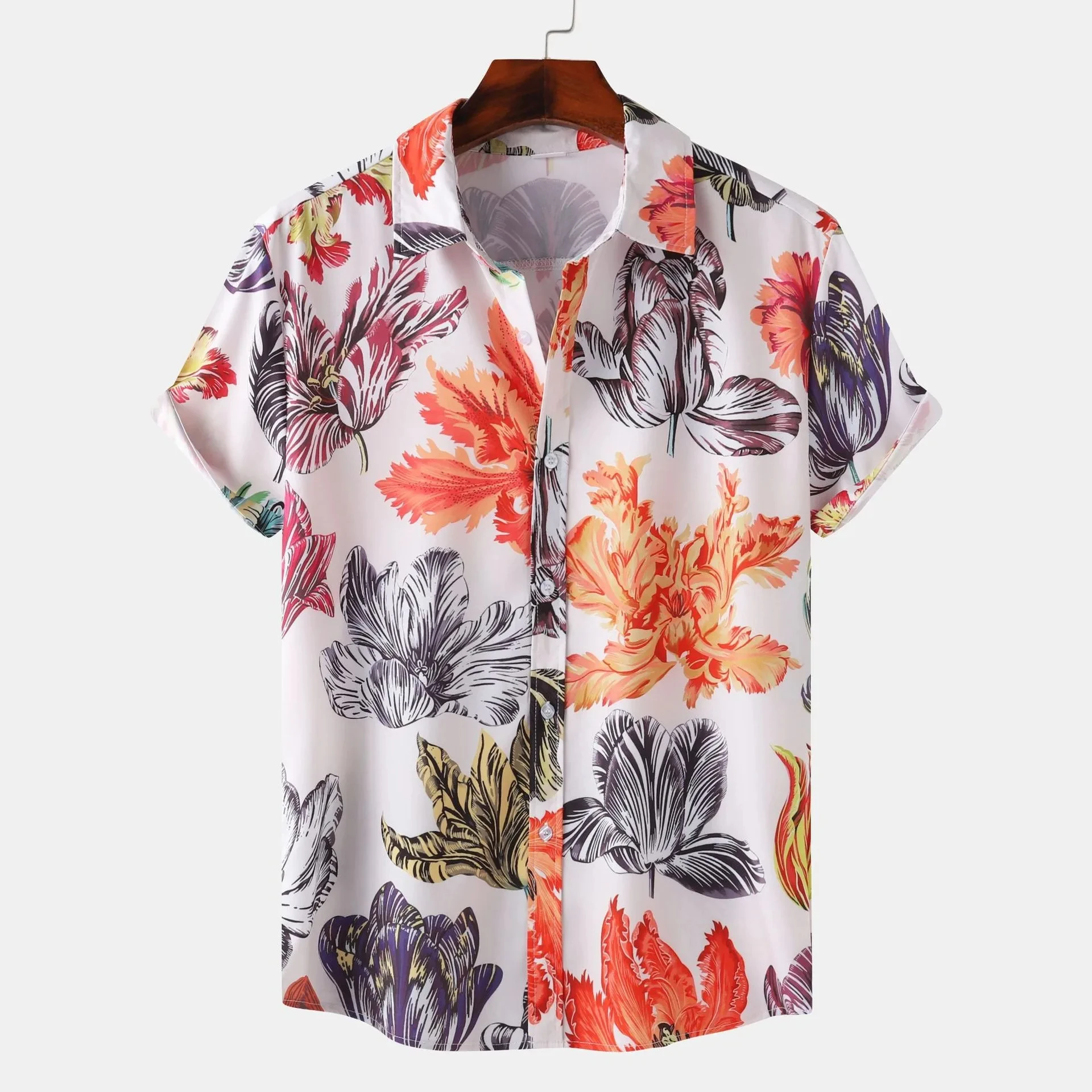 

Hawaiian Beach Vacation Men's Casual Fashion 3D Printed Short Sleeve Shirt Summer Loose Beach Oversize Top Men's Shirts