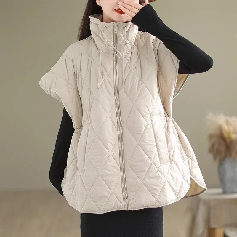 2024 New Cotton Padded Vest Women Autumn Winter Parkas Fashion Zipper Sleeveless Jacket Female Loose Waistcoat Ladies Tops