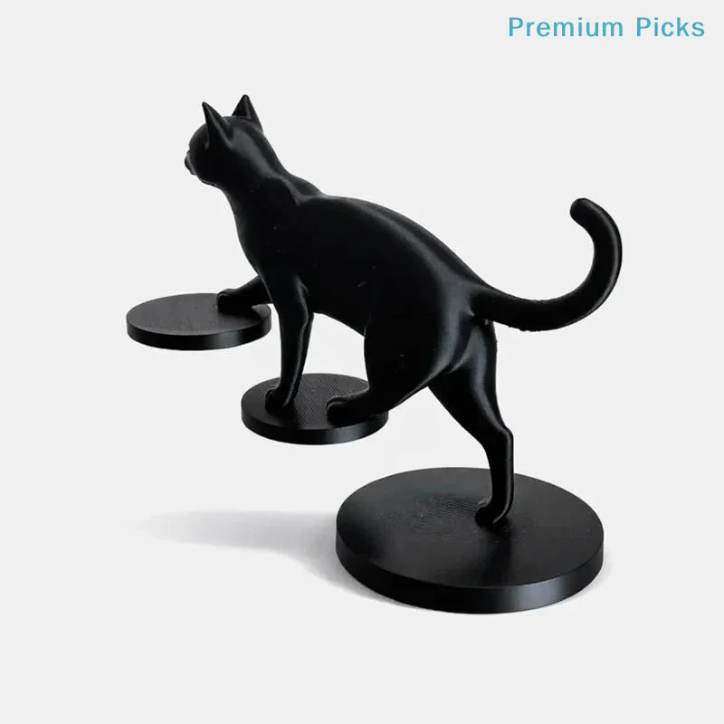 portable3D Printed Modern Leaping Cat Figurine Unique Desk Ornament for Living Room Home Art Decoration