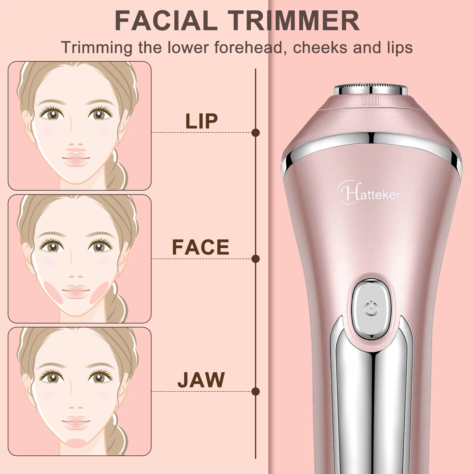 HATTEKER Hair Remover Rechargeable Epilator Professional Lady Shaver Electric 3 In 1 Bikini Leg Body LED Epilator for Women