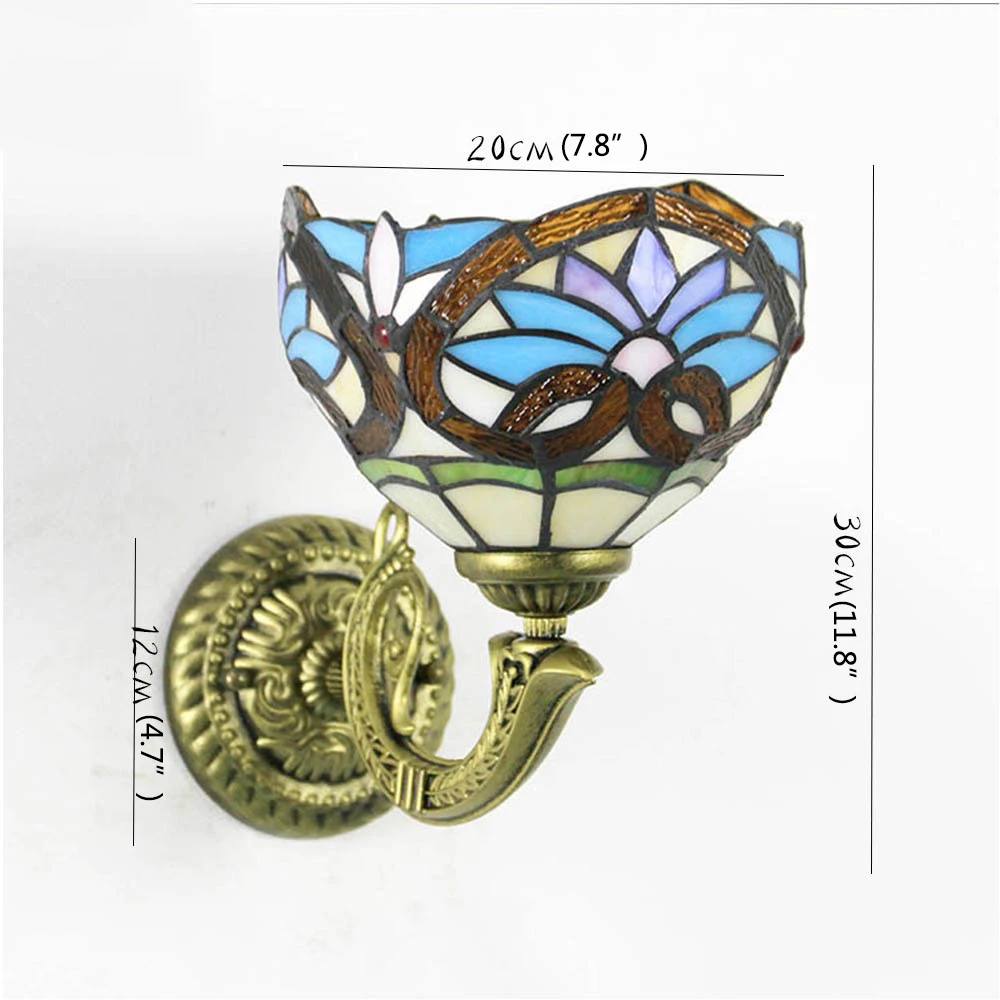 SOFEINA Tiffany Wall Lamp LED Creative Color Pattern Glass Sconce Light for Home Living Room Bedroom Bedside Decor