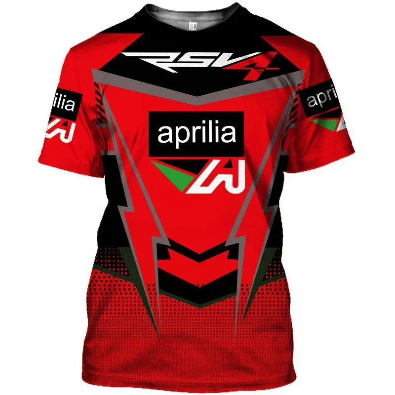 Moda Aprilia Moto T-shirt Traspirante Stampata in 3D T-shirt Da Corsa a Maniche Corte Da Uomo E Da Donna Ad Asciugatura Rapida