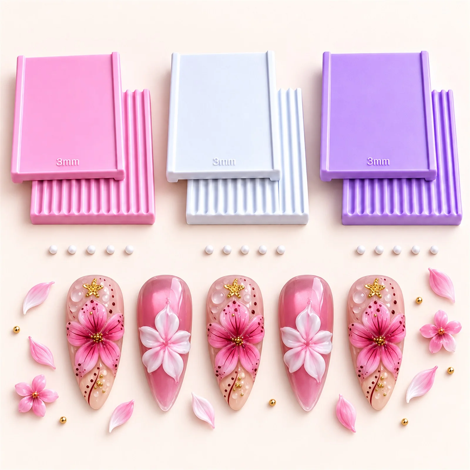 1pcs 3D Gel Bead Rolling Plate,Nail Art 3mm Channel Gel Ball Maker Tool,DIY Nail Sculpting Plate For Nail Polymer Clay Handmade