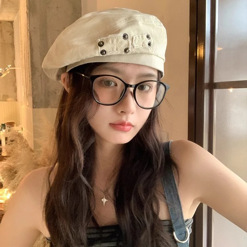 جديد Y2K خمر برشام التصحيح تصميم غسلها القطن القبعات القبعات النساء الربيع الصيف عادية الرجعية الأدبية الرسام قبعة Boinas Hombre