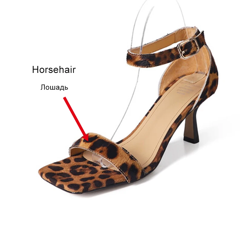 JOZHAMTA Size 34-40 Women Leopard Sandals Real Leather High Heels Summer Shoes Ankle Strap Sexy Ins Fashion Office Party Dress