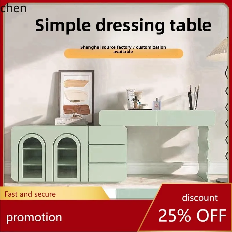

HT Painted New Dressing Table Bedroom Light Luxury Simple Modern Cream Style Makeup Table Chest of Drawers Desk Integrated