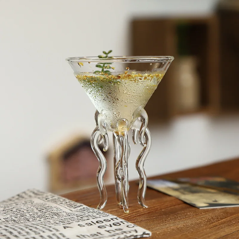 

155mlCocktail Cup Jellyfish Shape Wine Glasses Martini Cup Octopus Goblet Bar Drinking Set Glass Cup Champagne Tequila Glass