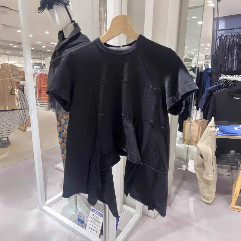 

Новая женская футболка Y2K 26SS с асимметричным кроем, облегающая, с коротким рукавом и круглым вырезом