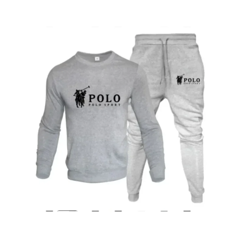 

Men's autumn and winter sets of round-neck sweatshirts and jogging pants autumn and winter fashion outdoor fitness and casual