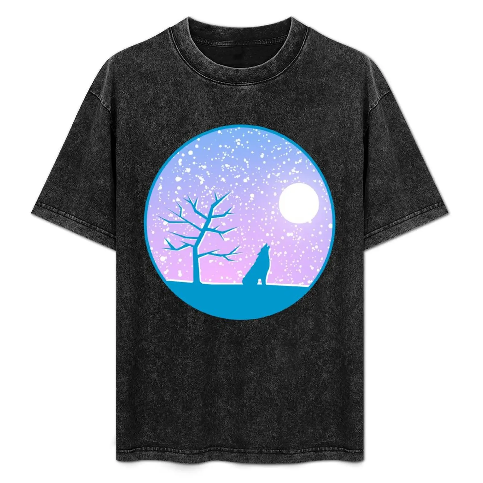 

Transgender Pride Flag Celestial Night Landscape Snow Wolf T-Shirt Breathable Workout Short Sleeve Top