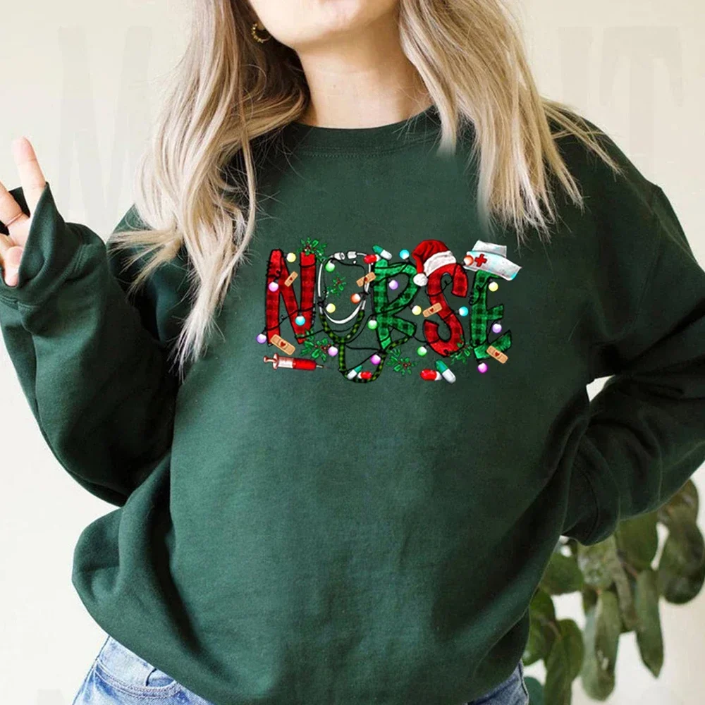 Nurse Christmas Sweatshirt Christmas Nursing Sweater Nursing School Hoodie Long Sleeve Women Sweatshirts Christmas Gift Pullover