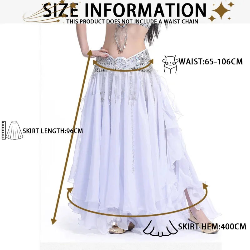 Chiffon Double High Slits Oriental Belly Dance Skirts For Women (Without Belt) Belly Dance Costume Accessoires Skirt