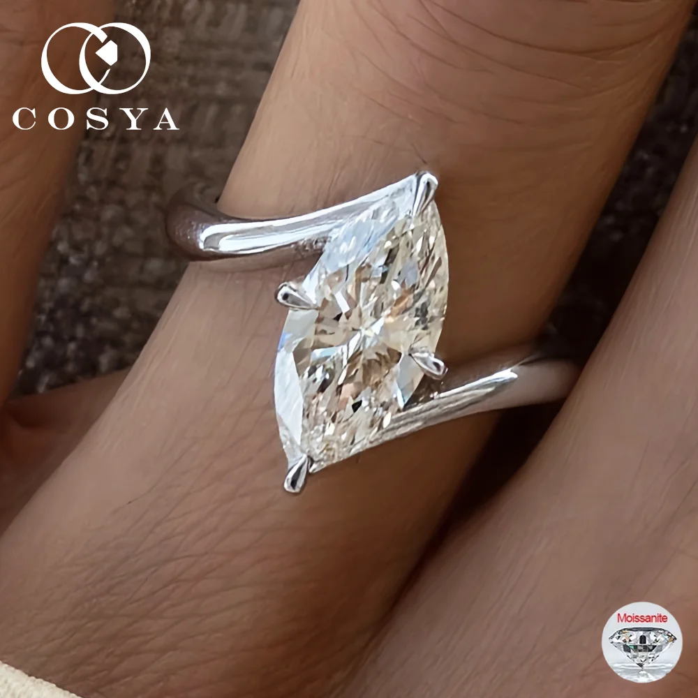 

COSYA GRA Certified 3CT MARQUISE Cut Moissanite Ring For Women S925 Sliver 18K Gold Plated Wedding Aniversary Band Fine Jewelry