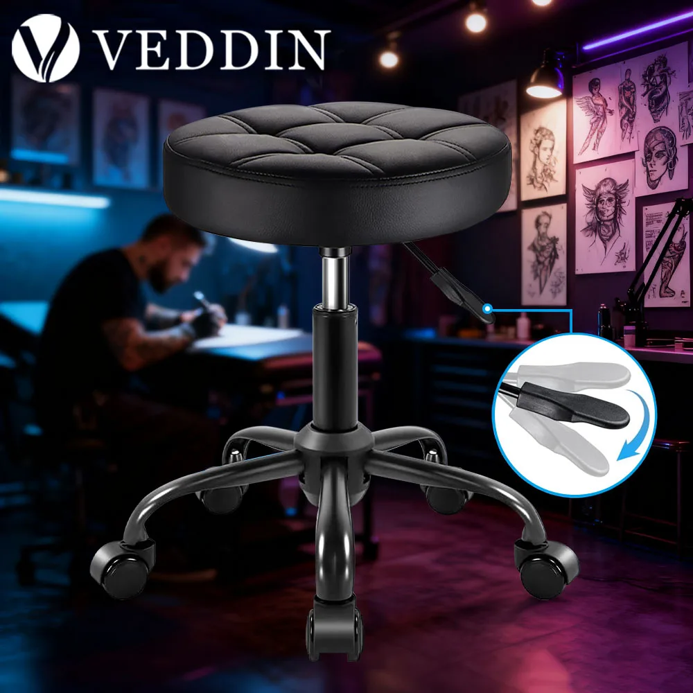 

Табурет для татуировки, круглый табурет на колесиках, салонное кресло для татуировки, подъемный парикмахерский стиль, вращающиеся стулья для красоты, шкив для ногтей