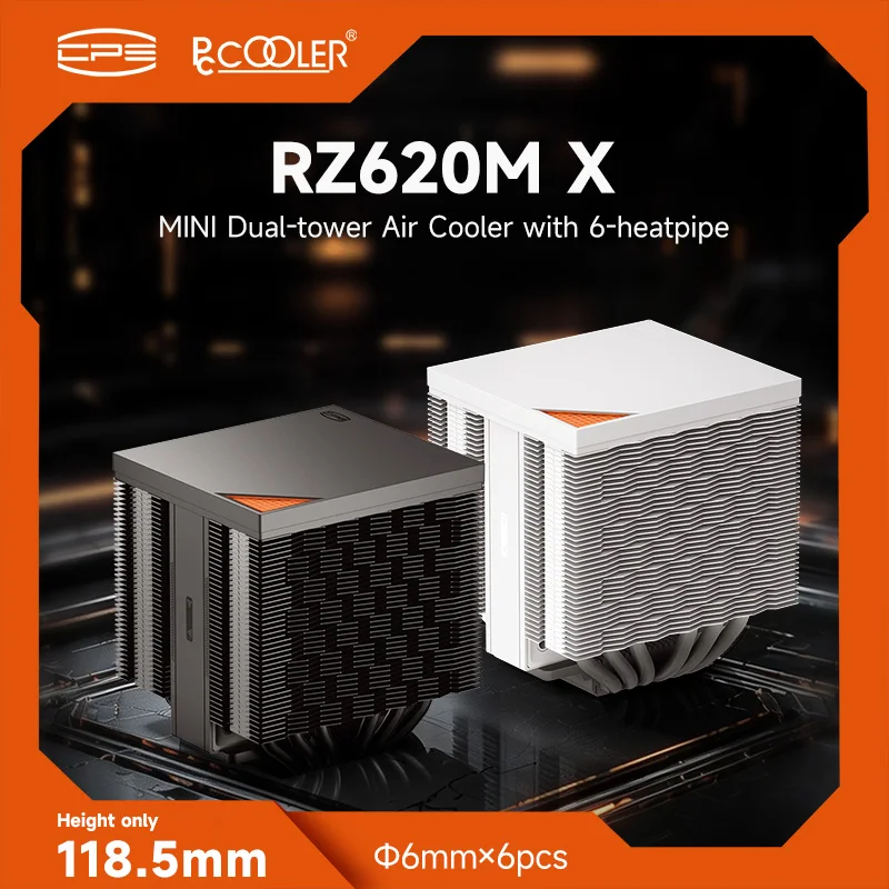 PCCOOLER RZ620M X Mini CPU Dual-tower Air Cooler 6-heatpipe Computer Case Radiators 118.5mm Height Suitable For All Kind Chassis