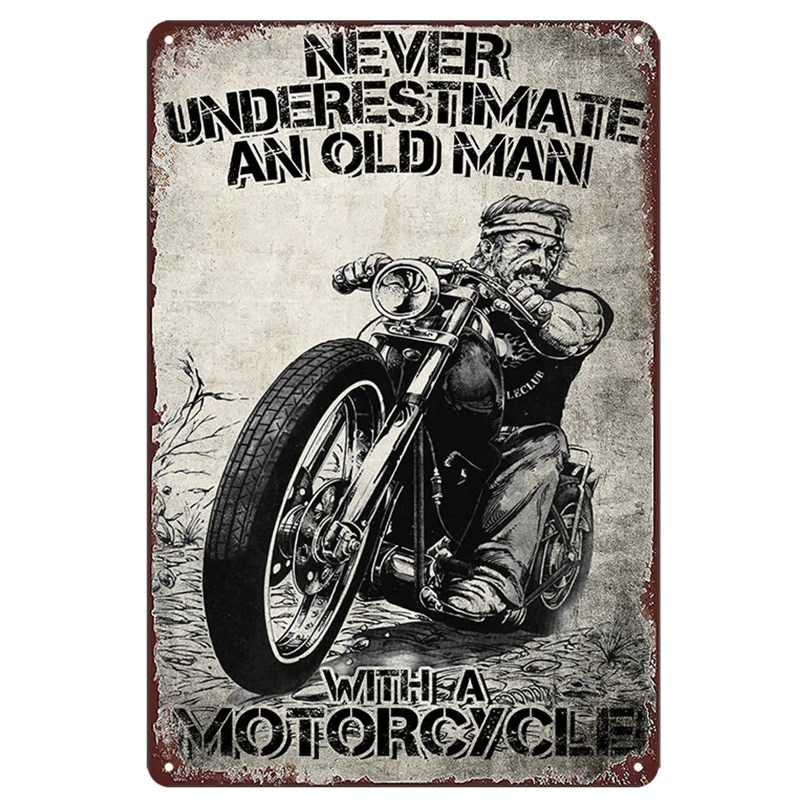 Motorcycle Signs Motorcycle Gifts For Men Metal Motorcycle Art Wall Decor Never Underestimate An Old Man With A Motorcycle Tin S