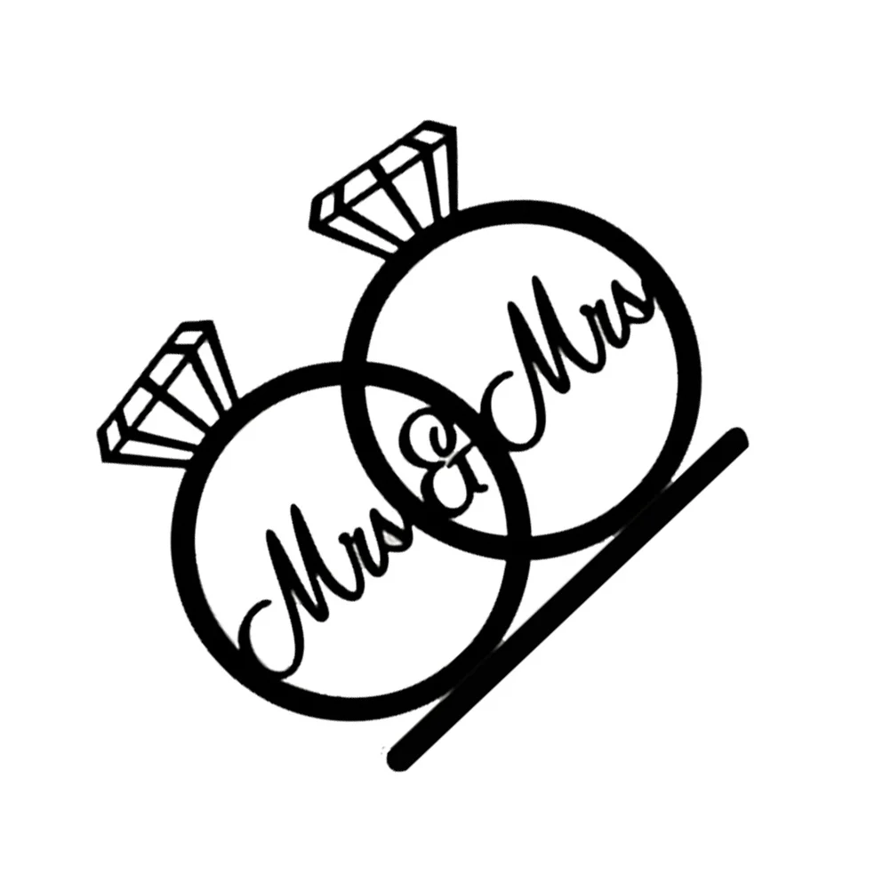 

Black Acrylic Mrs Mrs Rings Style Cake Topper for Wedding Birthday Anniversary Party Decorations Cake Toppeer