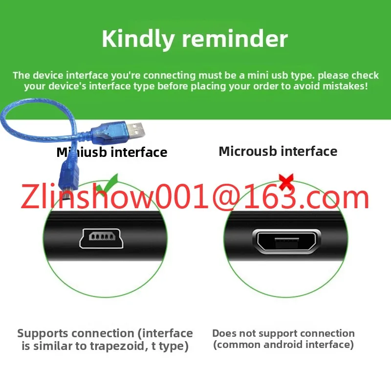 Transparent blue USB to 5pinT type head T type port mini 5p 2.0 data cable 1.5/3/5m 10m