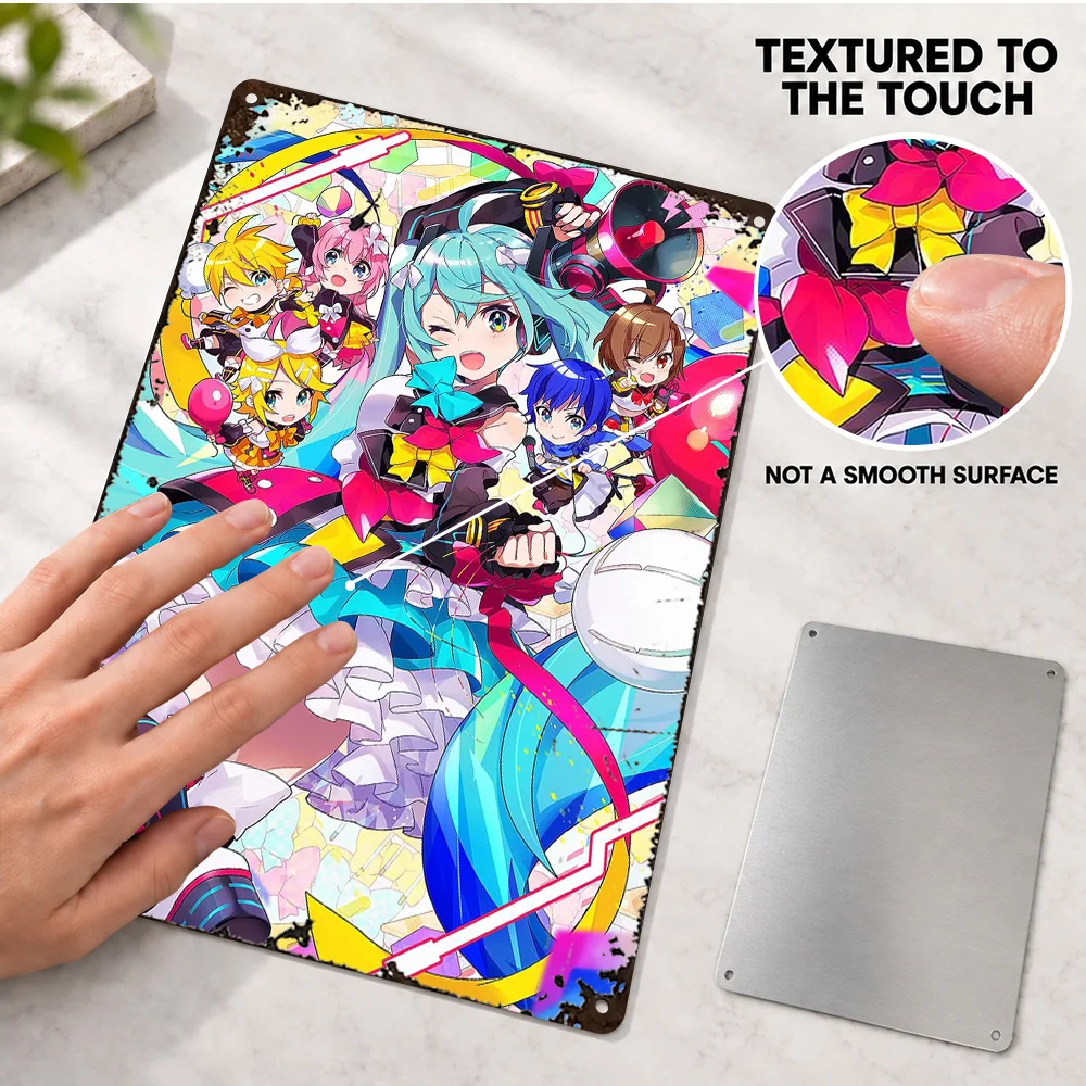 Colorful Anime Characters Printed Poster Customized Aluminum Metal Sign Minimalist Vector Illustration Wall Art For Home Office