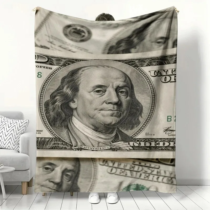 100 دولار فاتورة طباعة بطانية لينة الفانيلا رمي البطانيات للأريكة أريكة تتحول لسرير مكتب دافئ دافئ ديكور المنزل بطانية لجميع المواسم