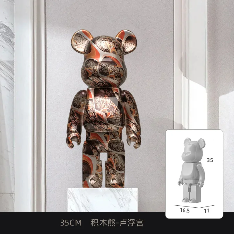 

35cm Hot selling multi-color cartoon violent bear high-end ceramic electroplating coloring home decoration office decoration gif