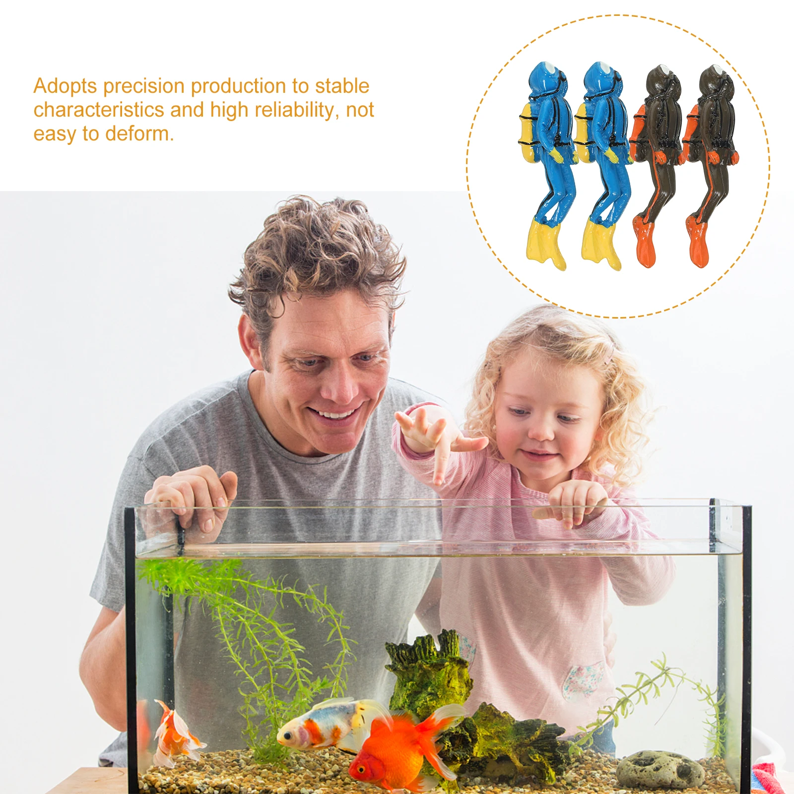 

4Pcs Diver Figure Aquarium Landscaping Ornament Fish Tank Decoration Resin Craft Long Service Life Excellent Gift