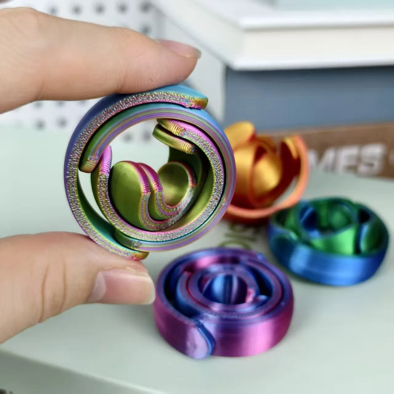 3D Printed Rotating Gyroscope Fidget Spinner Stress Relief Finger Toy Creative Hand Spin Gadget for Kids Adults