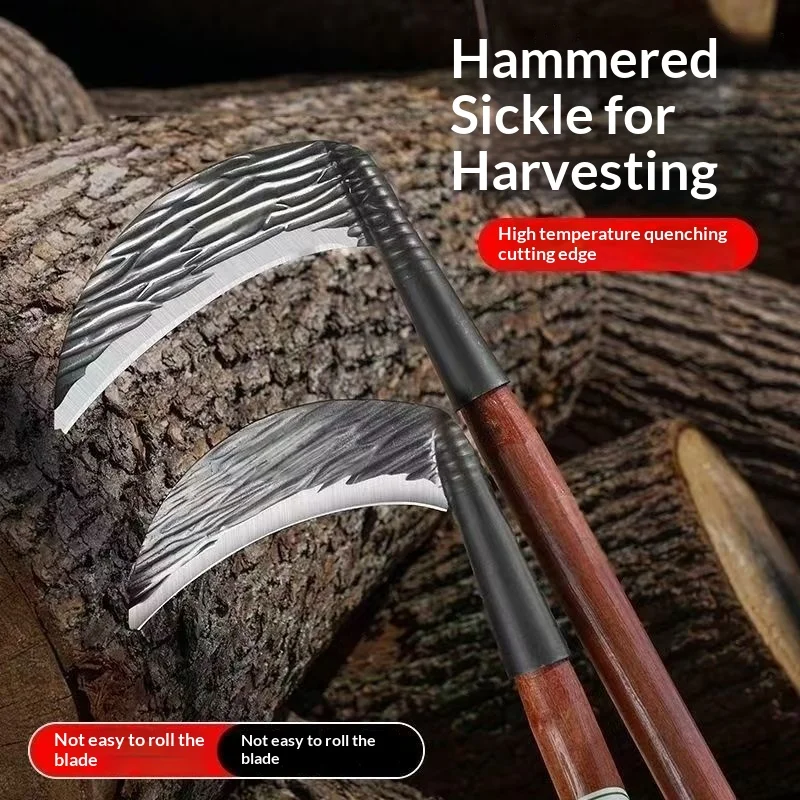 Handcrafted Old-Style Hand Hammered Manganese Steel Double-Use Hammer Pattern Farm Scythe for Home And Garden Use