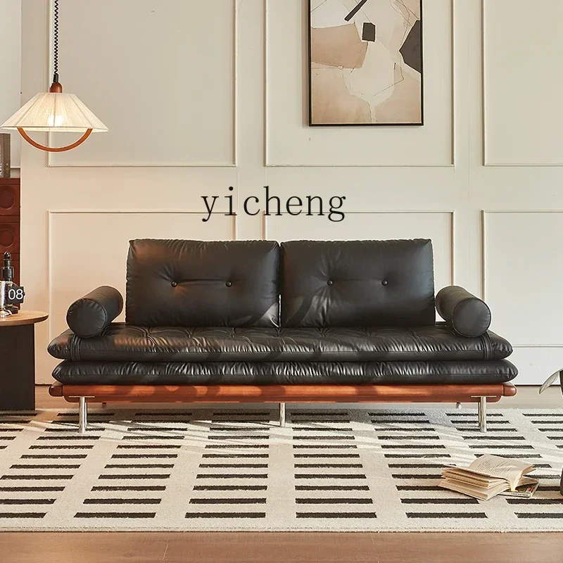 

HYS medieval solid wood sofa bed folding dual-purpose living room retro sofa simple retractable push-pull bed