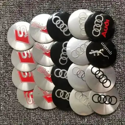 아우디 A6 A3 A4 A5 A7 R8 Q2L Q3 Q5 Q7 Q8 S4 S8 S7 RS5 RS8 RS6 56/60/65/75mm 4개 자동차 휠 센터 허브 캡 배지 로고 스티커