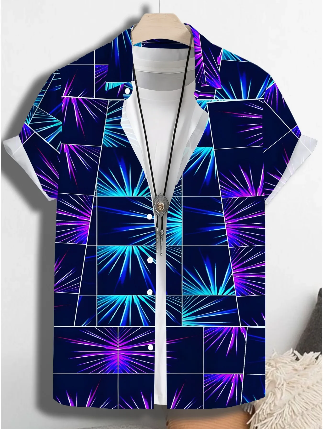 Fashion Men's Hawaiian Shirt Summer Man Short Sleeve Cool Beach Print Lightweight Breathable Casual Tops For Party Wear