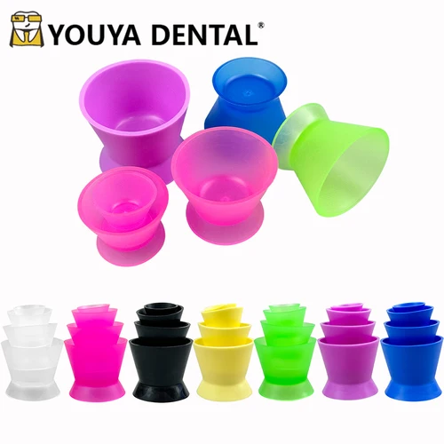 Imagen 1 del producto Juego de taza mezcladora Dental de silicona, plato Dappen suave y Flexible para odontología, tazón para mezclar, taza de goma, herramienta de Material de impresión, 1 Juego