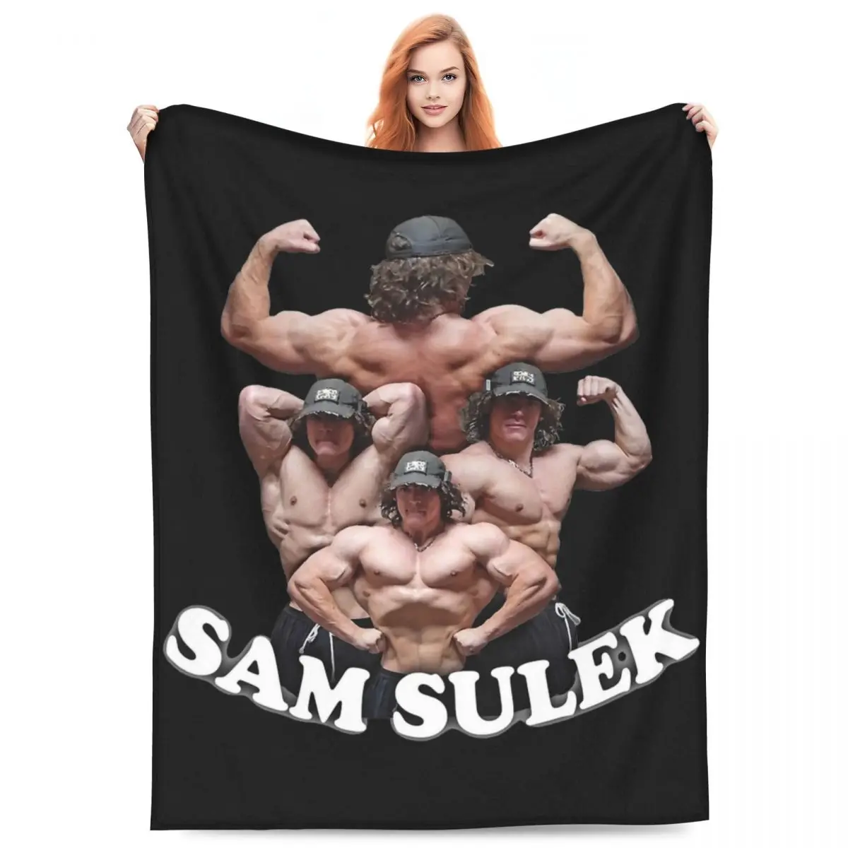 Sam Sulek Motivational Blankets Flannel Print Gym Multifunction Soft Throw Blanket for Sofa Travel Bedspreads