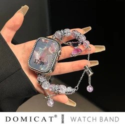 Bohemian bead bracelet compatible with iWatch strap 38mm 40mm 41mm 42mm 44mm 45mm 49mm for women, fashionable handmade elastic s
