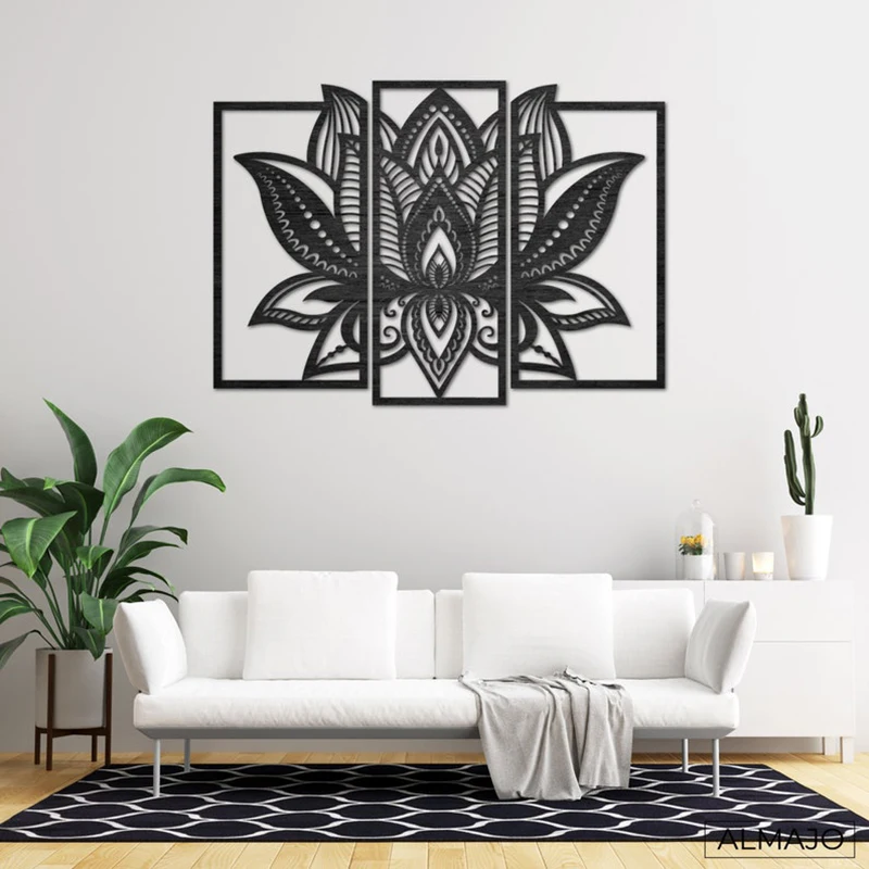 Large Mandala Wall Art Decor Laser Cut Peach Wood Hanging Painting Housewarming Gift For Living Room Interior Room Decoration