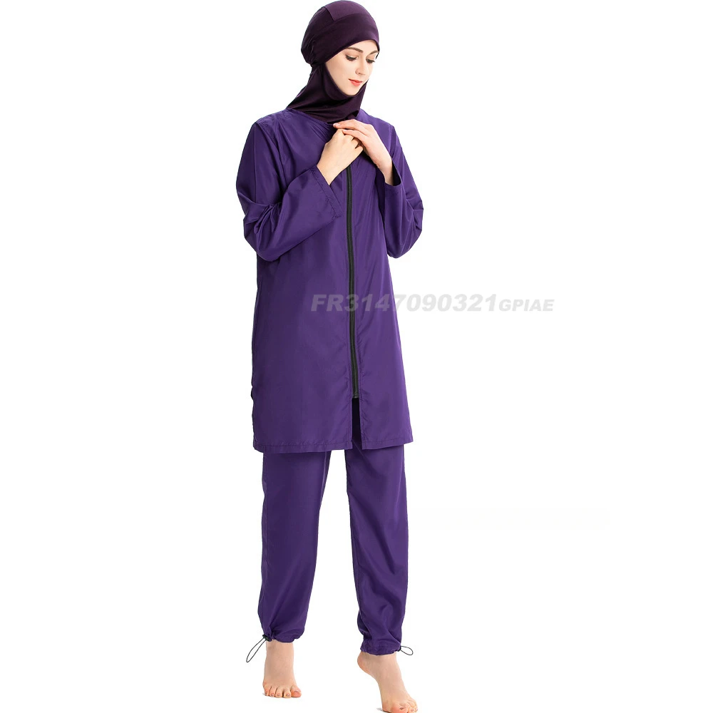 Burkini musulmán para mujer, traje de baño modesto, manga larga, cubierta completa, Hijab, vestido de flores, gorro superior, pantalones de baño