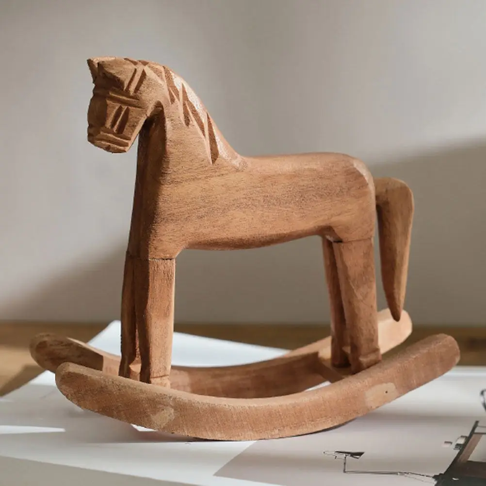 

Красочная деревянная лошадка-качалка для декора рабочего стола, изысканная скульптура лошади для полки, стола, рабочего стола