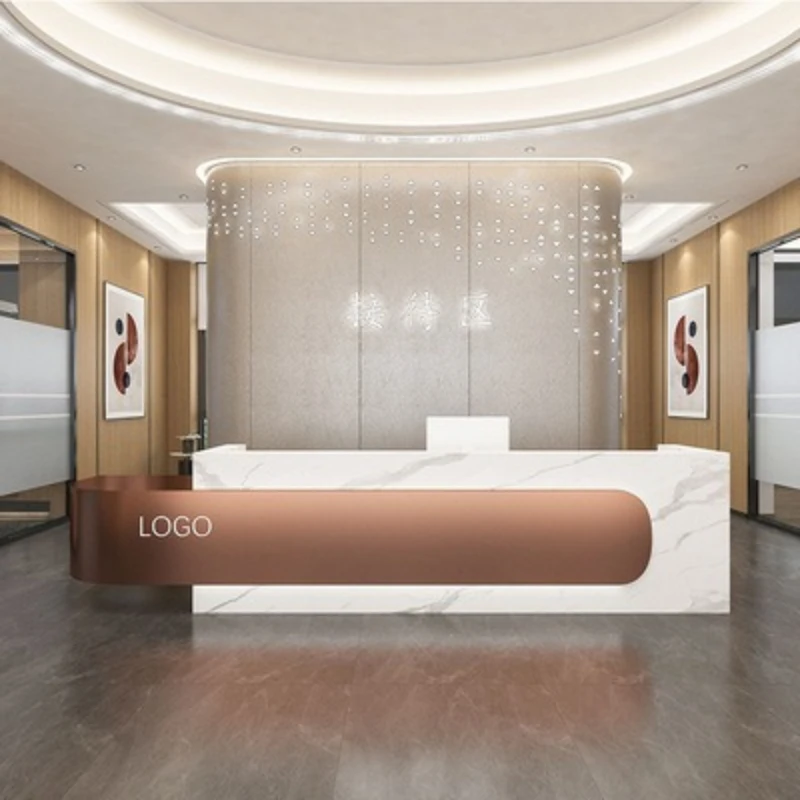 

Light Luxury Simple Reception Desks Modern Company Hotel Health Reception Desks Stainless Steel Office Furniture Военное Дело