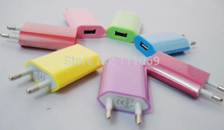 100pcs DHL Free EU USB wall charger for Apple iPhone 6 6s 7 plus iPod Colorful EU Plug AC USB Adapter For iPod iPhone4 4s 5S 5G