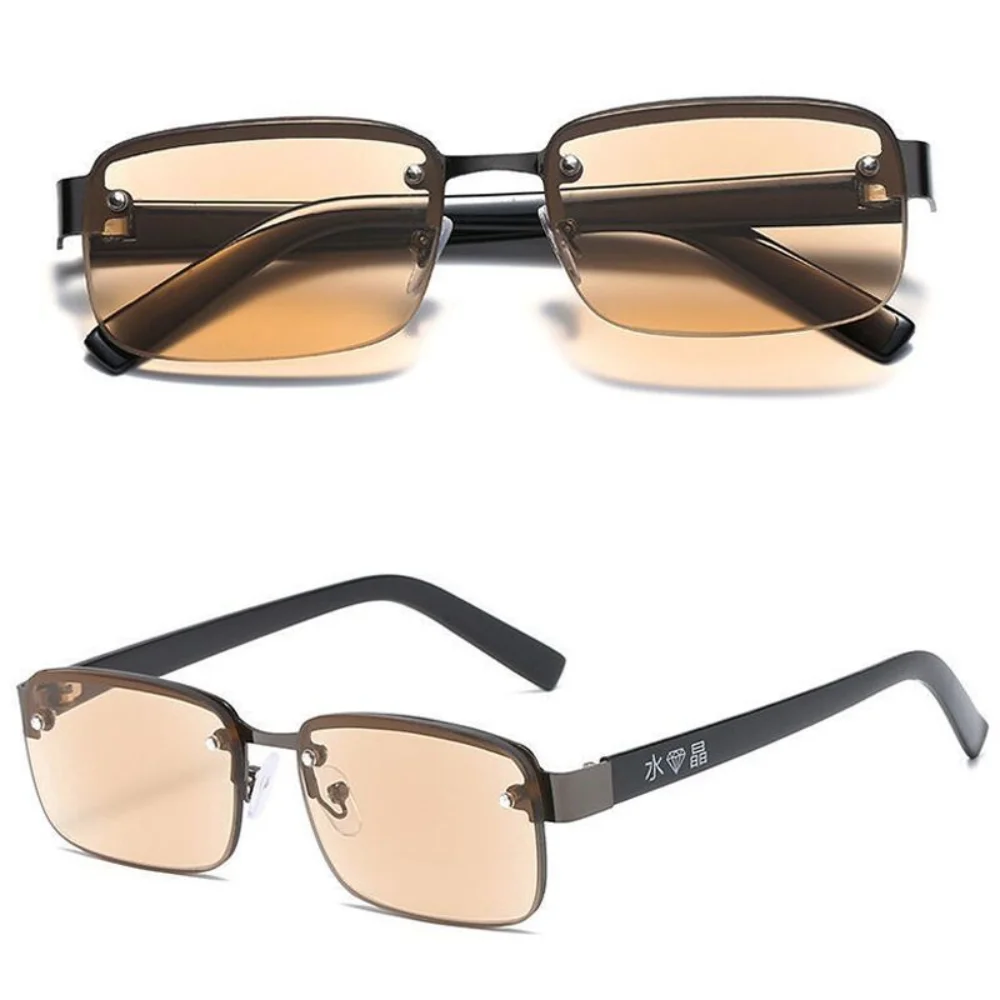 Herren-Lesebrille mit Imitationskristall-Halbrahmen, Presbyopie-Brille, Dioptrien +1,0 bis +4,0, Retro-Brille – Detail 4