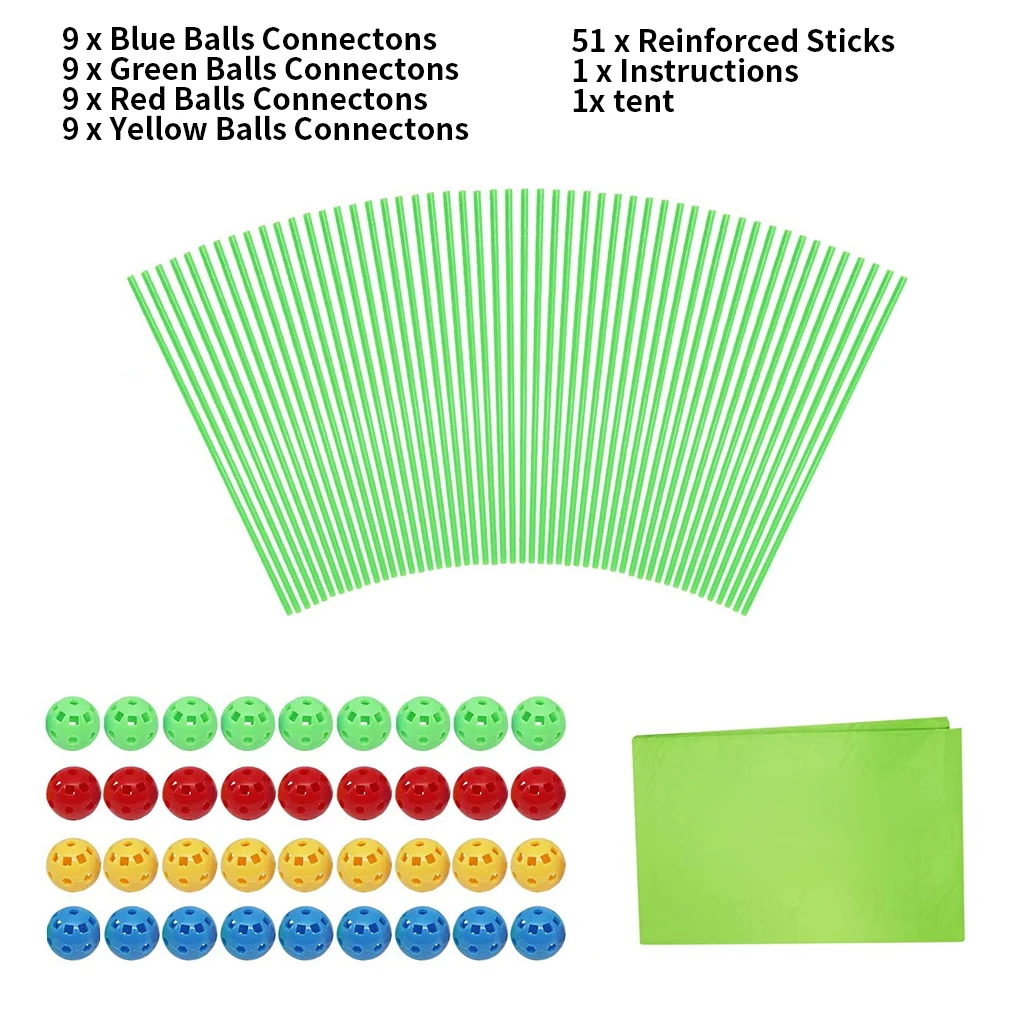 Fort Building Kit DIY Educational Construction Stick Ball Plastic Children Tent Castle Building Toy