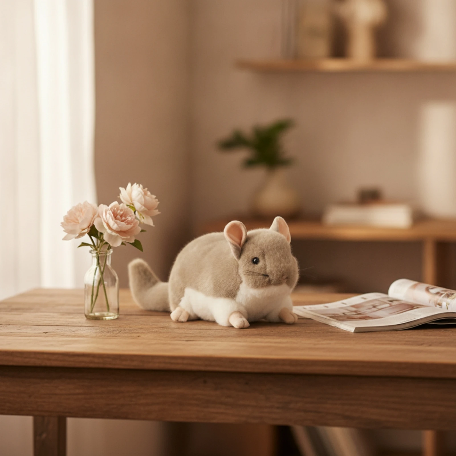 Chinchilla Stuffed Toy Toy Squeezable Chinchilla Stuffed Animal Stuffed Toy Toy with Tail High Quality Realistic for Children