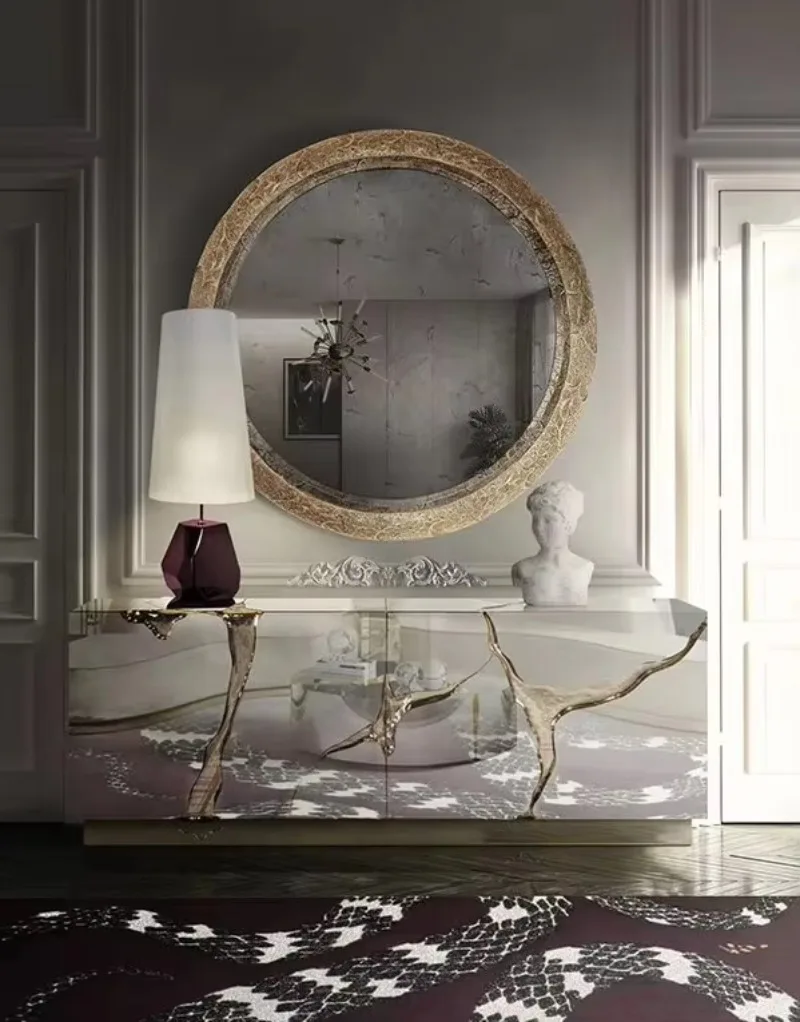 خزانة جانبية للمطاعم بتصميم فاخر من الفولاذ المقاوم للصدأ، خزانة جانبية إيطالية فاخرة ما بعد الحداثة #3