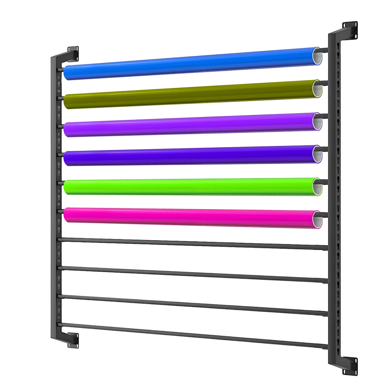 

Настенный металлический держатель для виниловых рулонов с регулируемой штангой, на 10 рулонов, усиленный, с крепежом для гаража и мастерской