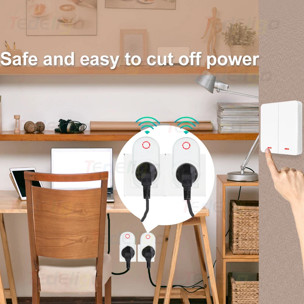 RF 433MHz Wireless Remote Control Power Socket 220V 15A EU Wall Plug Remote Switch For Lighting Fan Household Electric Devices
