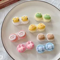 Travel Women Contact Lense Kit Holder Container Cute Cartoon Animal Style Contact Lens Case with Tweezers Suction Stick