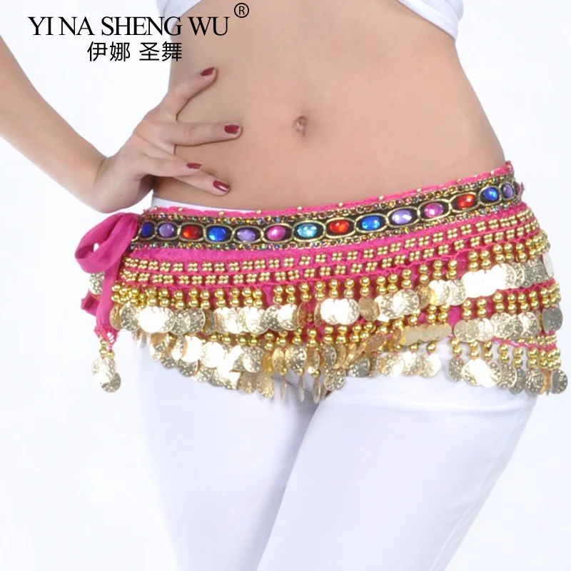 Taniec brzucha talia kobiety wysokiej klasy łańcuszek 228 monet chusta na biodra taniec brzucha praktyka treningowa wydajność akcesoria kostiumowe pas
